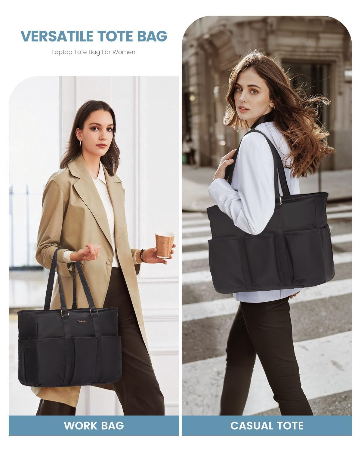 Laptop Tote Bag for Women Work, Teacher Tote Bag Nurse Bag with Large Cup Hol...