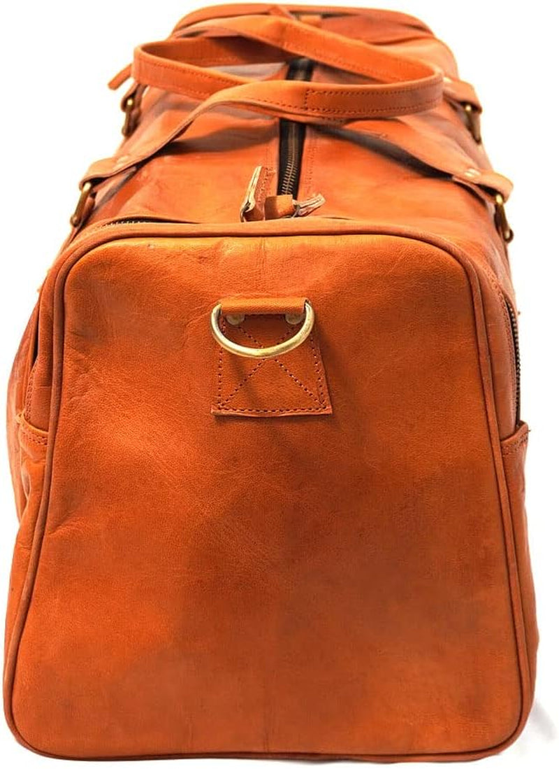 Large Leather 24 Inch Luggage Handmade Duffel Bag Carryall Weekender Airplane Travel Overnight Gym Sports Carry on Duffel Bag for Men and Women