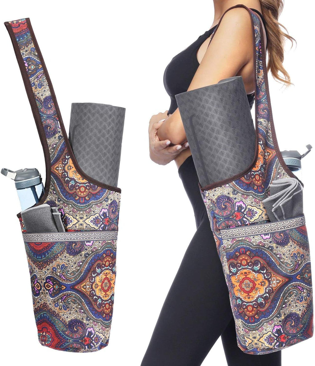 Canvas Yoga Mat Bag Fits Most Mats Yoga Bag with Large Storage Pockets to Hold More Accessories Ideal for Pilates Workout Gifts & Travel