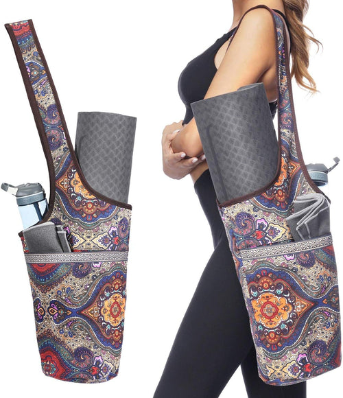 Canvas Yoga Mat Bag Fits Most Mats Yoga Bag with Large Storage Pockets to Hold More Accessories Ideal for Pilates Workout Gifts & Travel