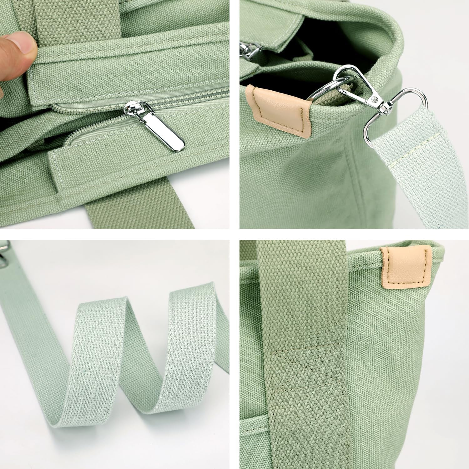 Canvas Tote Bag for Women,Small Totes Bags with Zipper Crossbody Purse with Pockets Large Shoulder Handbag,2 Sizes