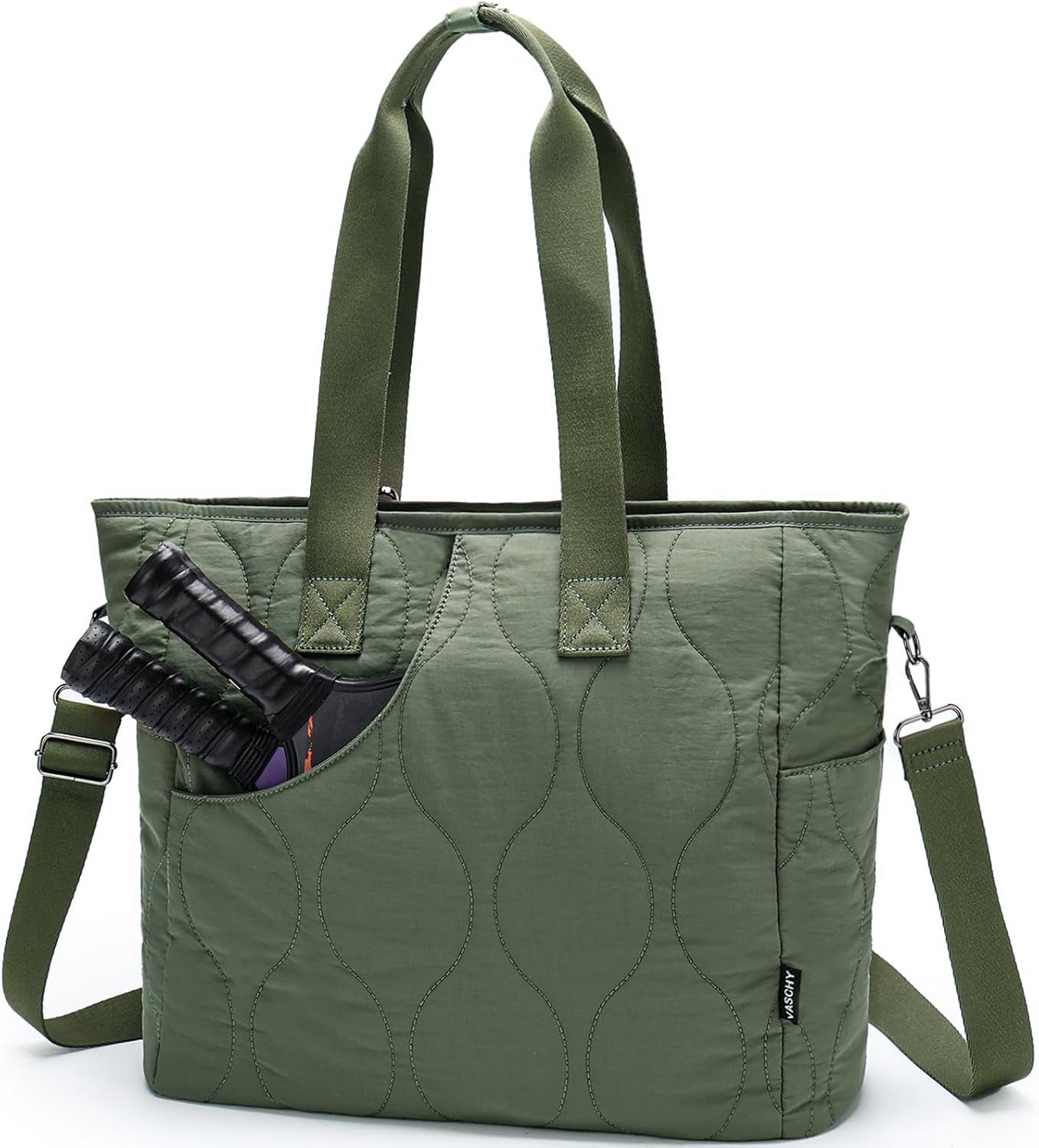 Pickleball Tote Bags for Women with Fence Hook, Quilted Puffer Pickleball Paddle Holder Case Gym/Sports Tote