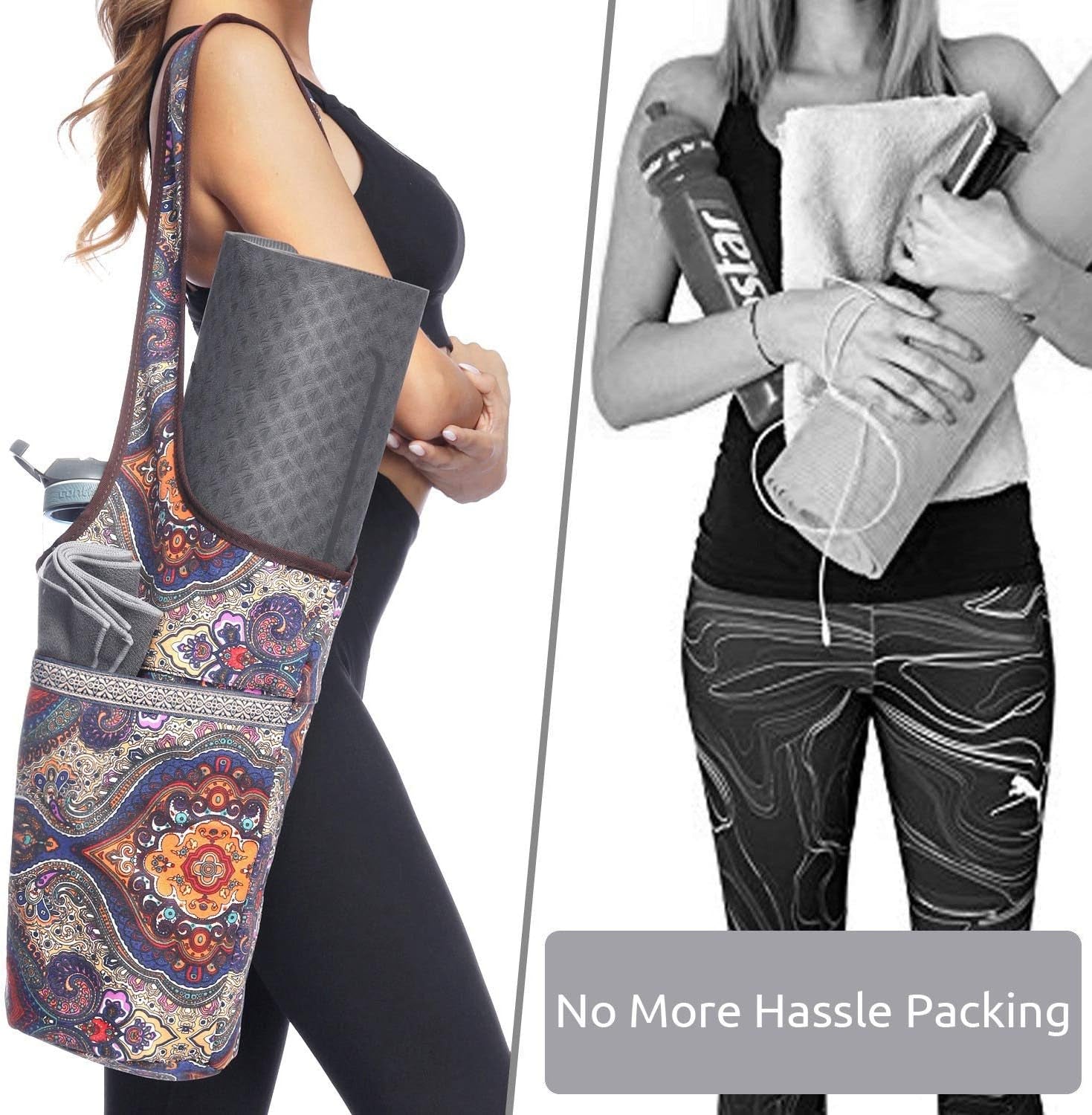 Canvas Yoga Mat Bag Fits Most Mats Yoga Bag with Large Storage Pockets to Hold More Accessories Ideal for Pilates Workout Gifts & Travel