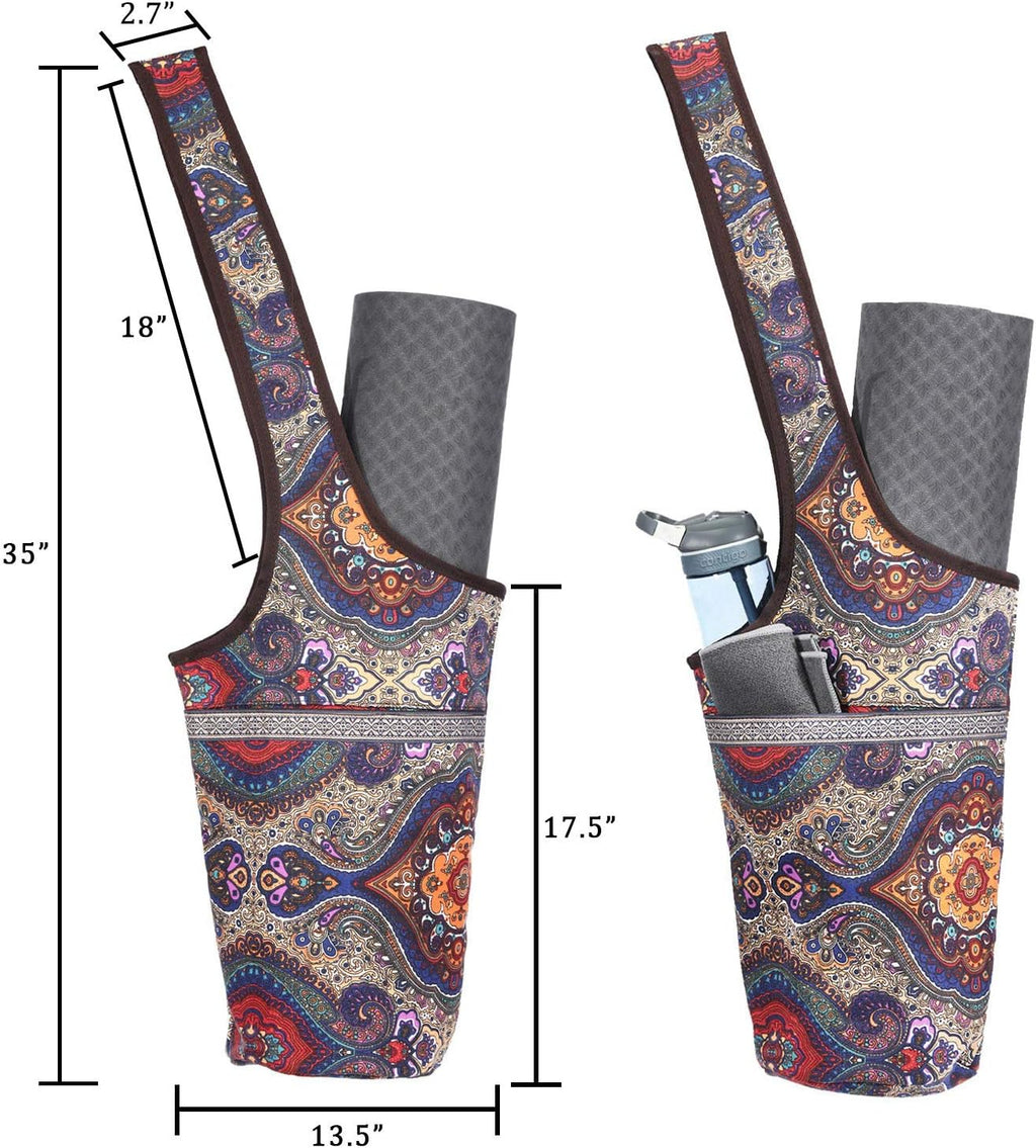 Canvas Yoga Mat Bag Fits Most Mats Yoga Bag with Large Storage Pockets to Hold More Accessories Ideal for Pilates Workout Gifts & Travel