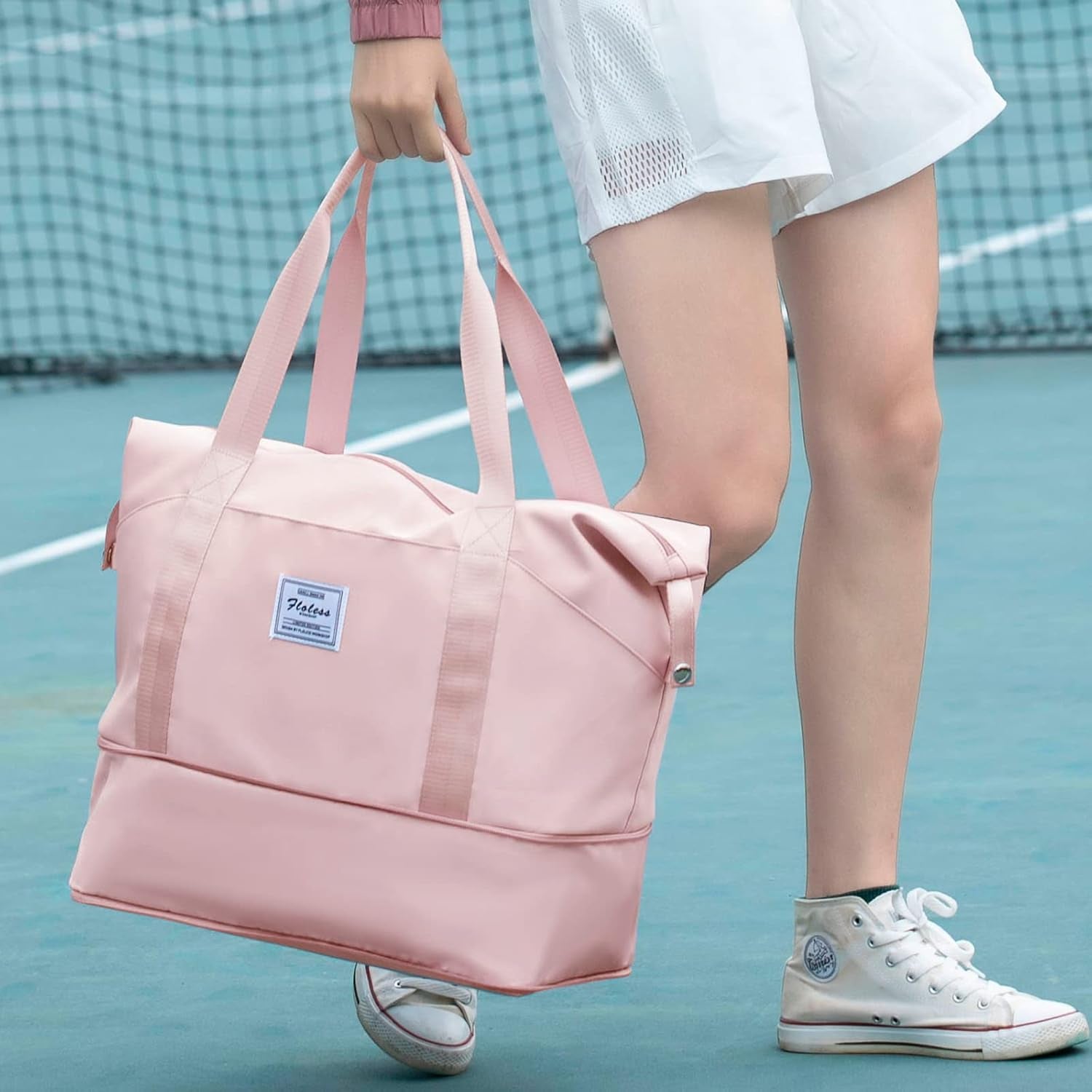 Travel Duffel Bag, Sports Tote Gym Bag, Shoulder Weekender Overnight Bag for Women