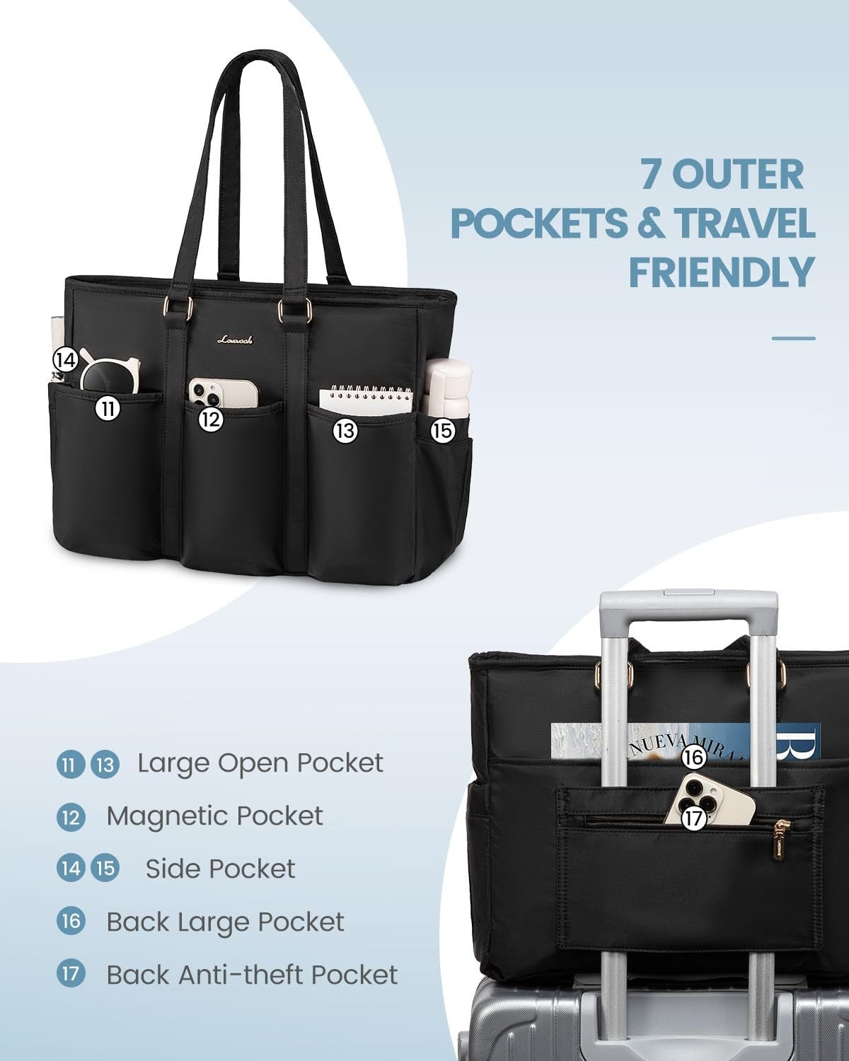 Laptop Tote Bag for Women Work, Teacher Tote Bag Nurse Bag with Large Cup Hol...