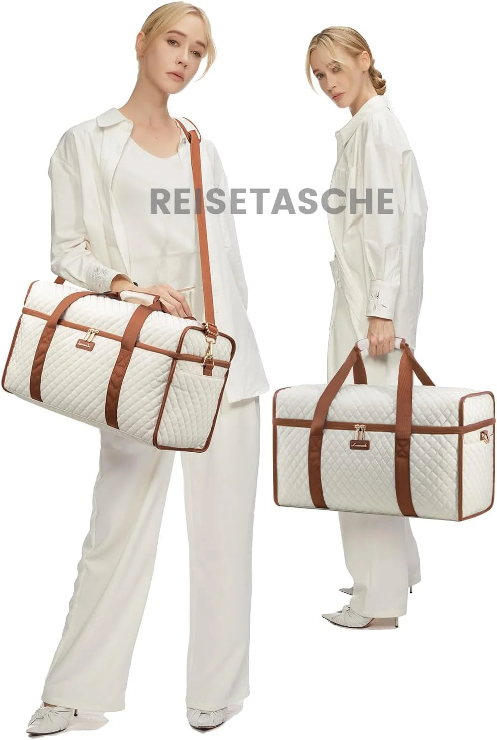 Travel Duffle Bag, Quilted Weekender Overnight Bag with Toiletry Bag, Gym Beach Mummy Hospital Bag with Wet Pocket
