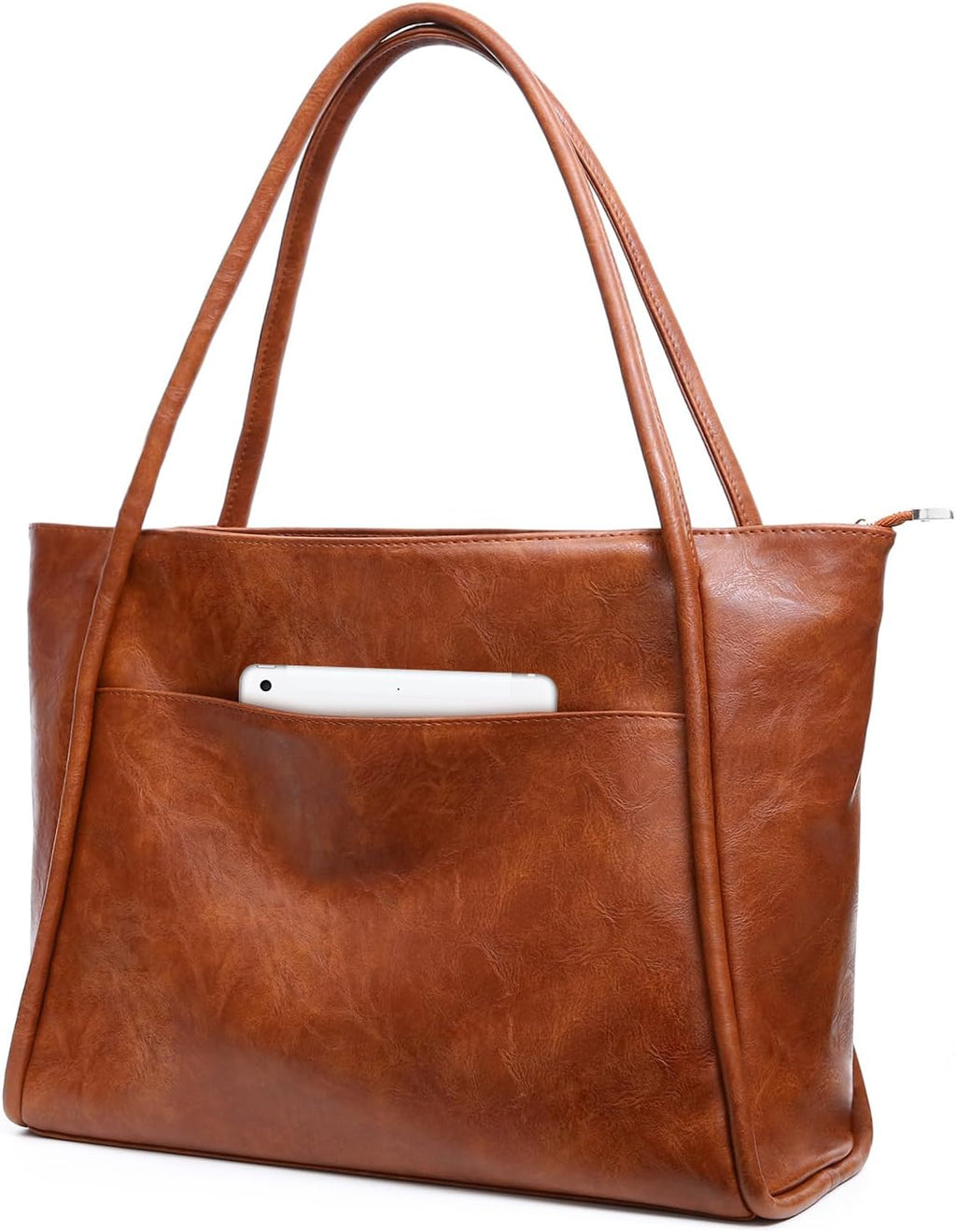Vegan Leather Tote Bag for Women Large Purse for Work Lady Handbag | Fits 15.6Inch Laptop ,Zipper, Multi Pockets,Weekender Bag with Key Clip ,Inner Pockets, for Commute Daily, Travel