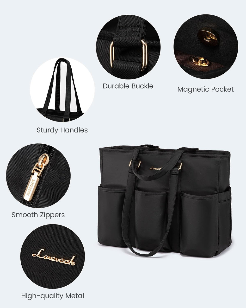 Laptop Tote Bag for Women Work, Teacher Tote Bag Nurse Bag with Large Cup Hol...