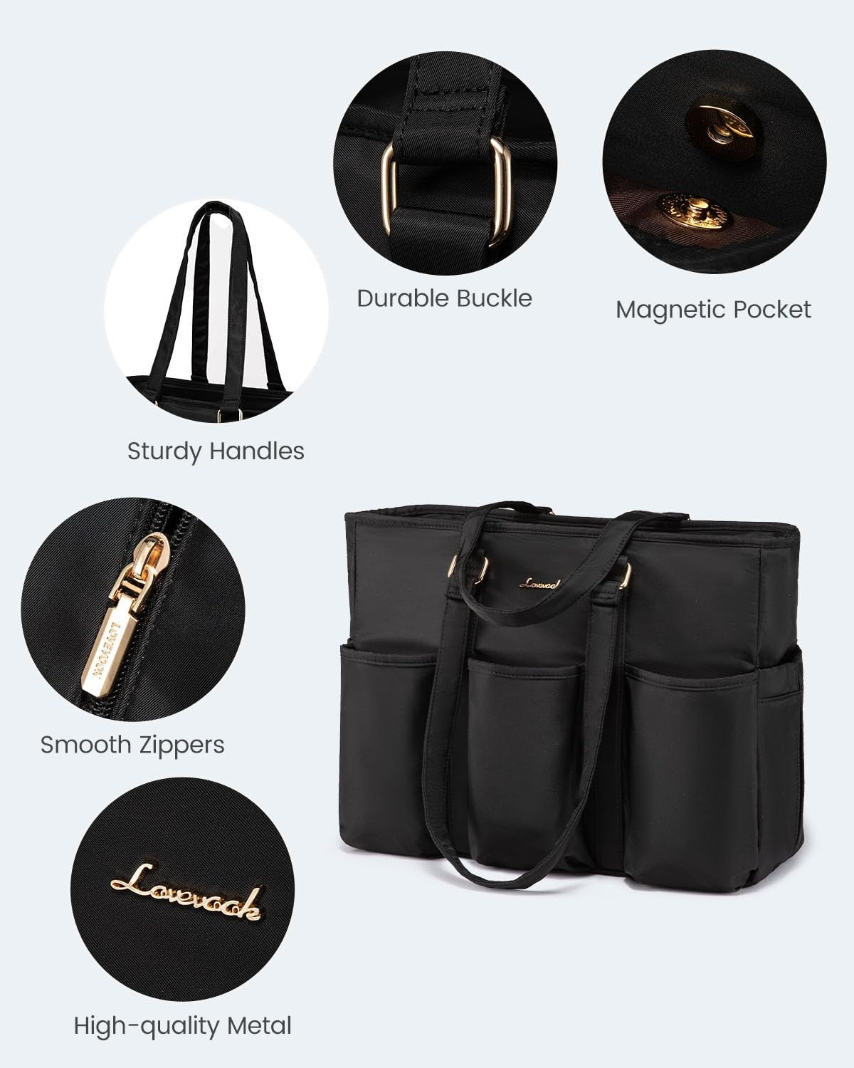 Laptop Tote Bag for Women Work, Teacher Tote Bag Nurse Bag with Large Cup Hol...