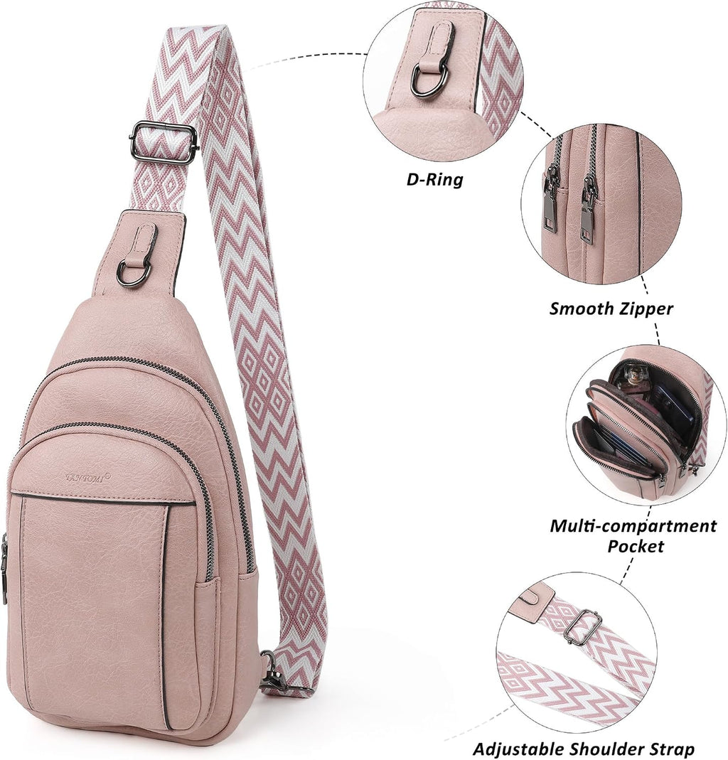 Small Sling Bags for Women, Leather Cross Body Purses Bag for Daily Travel Leisure Sport Fanny Packs with Adjustable Strap