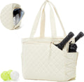 Pickleball Bag Fits 2 to 6 Paddles, Quilted Pickle Ball Tote Bags for Women and Men with Shoe Compartment and Fence Hook, Great Pickleball Gifts