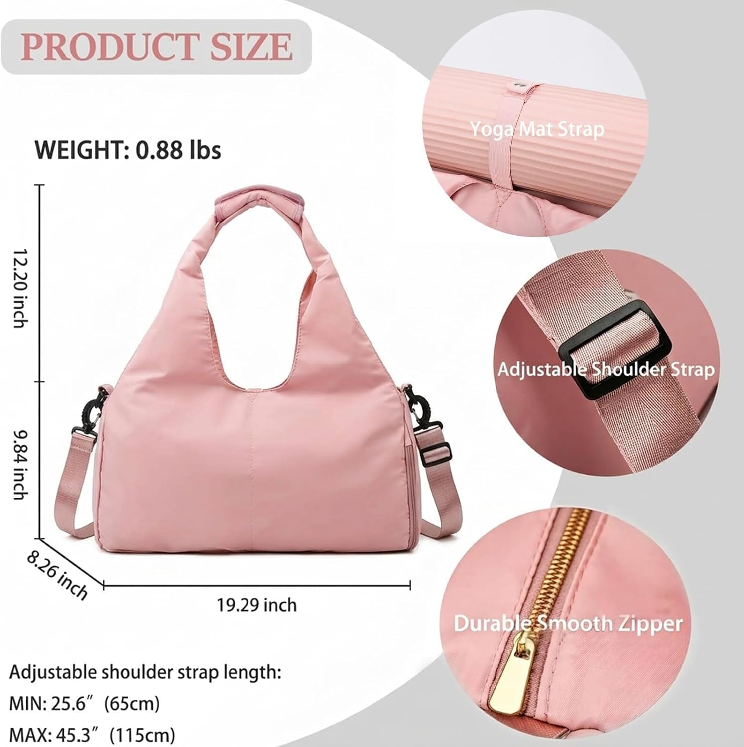 Yoga Mat Bag, Sport Yoga Gym Bag for Women, Lightweight Yoga Mat Bag Carrier with Yoga Strap, Carryall Yoga Tote Bag