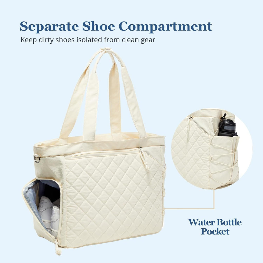 Pickleball Bag Fits 2 to 6 Paddles, Quilted Pickle Ball Tote Bags for Women and Men with Shoe Compartment and Fence Hook, Great Pickleball Gifts
