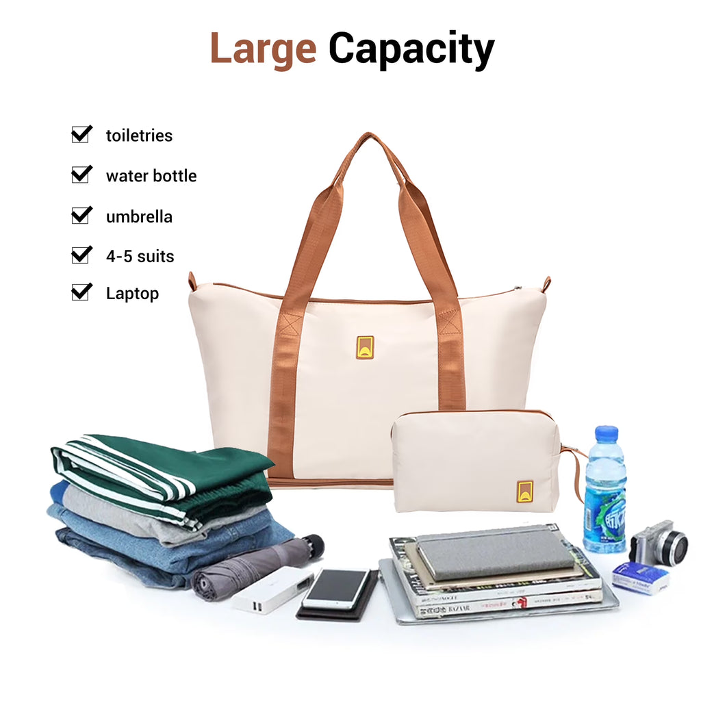 3 Piece Carry on Luggage Sets, Hardside Suitcase Set with Double Spinner Wheels, Expandable Travel Bag and Toiletry Bag, White