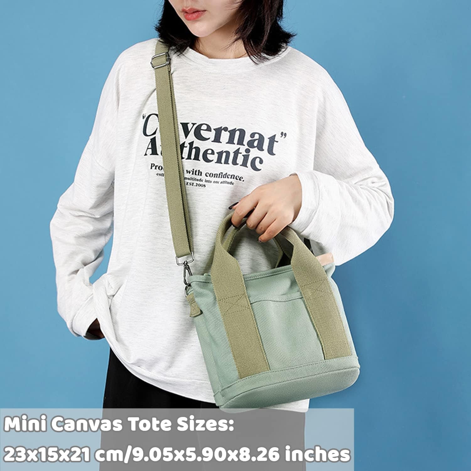Canvas Tote Bag for Women,Small Totes Bags with Zipper Crossbody Purse with Pockets Large Shoulder Handbag,2 Sizes